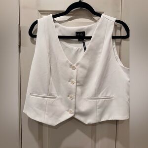Nicole Miller Ivory Button-Up Vest